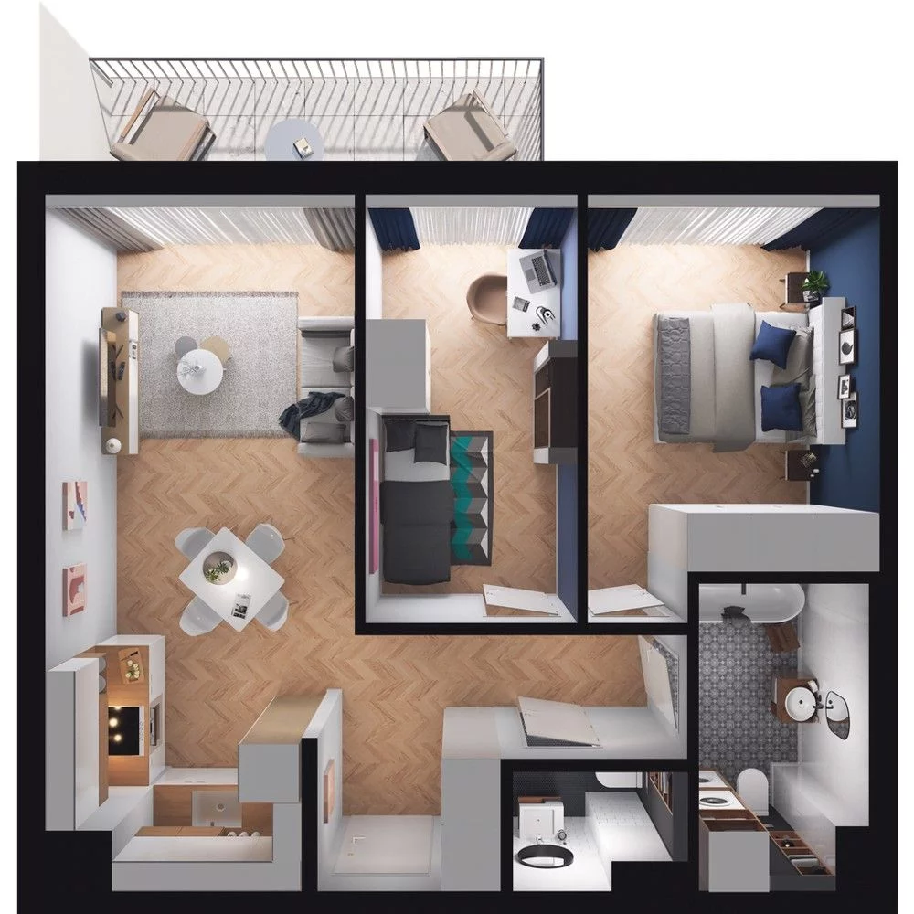 3 pokoje, mieszkanie 56,22 m², piętro 1, oferta nr WO/B2/22, Wiszące Ogrody, Gdańsk, Jasień, Kiełpinek, ul. Przytulna