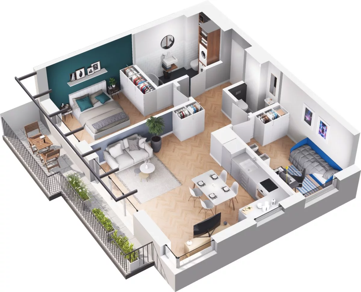3 pokoje, mieszkanie 58,82 m², piętro 5, oferta nr WO/B3/38, Wiszące Ogrody, Gdańsk, Jasień, Kiełpinek, ul. Przytulna