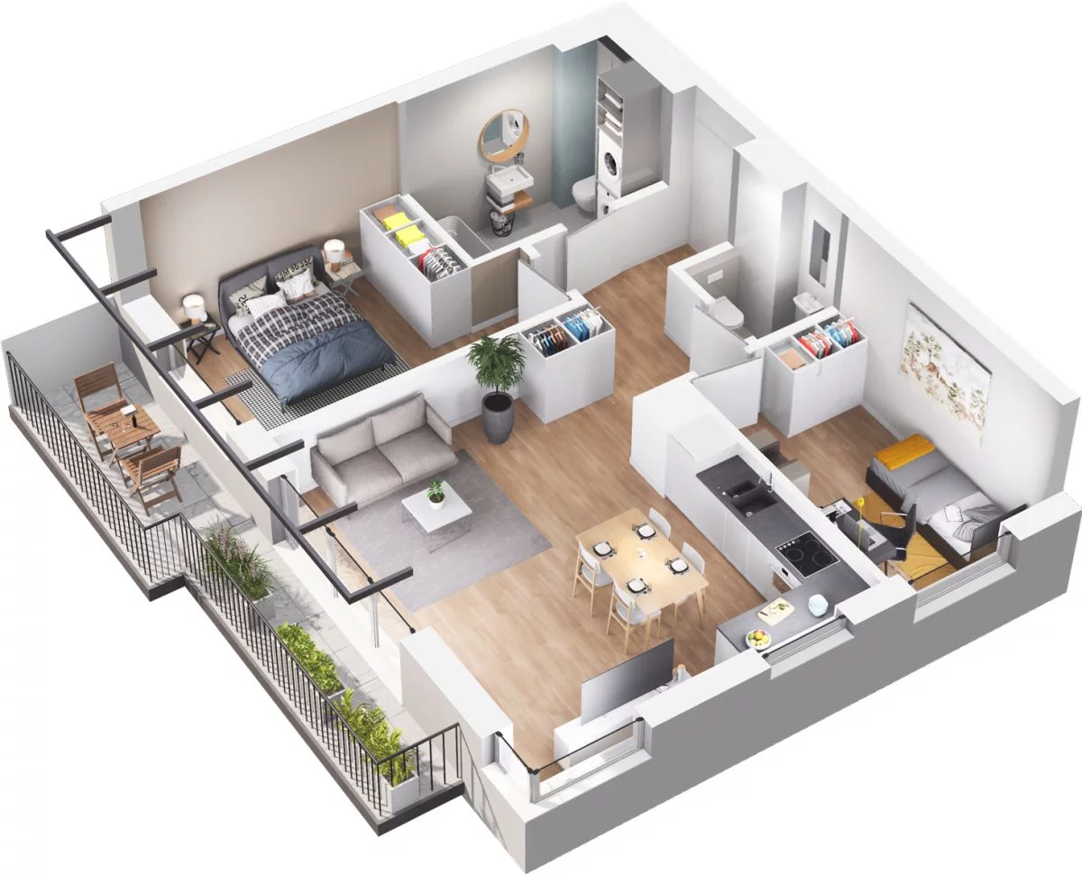 3 pokoje, mieszkanie 58,82 m², piętro 5, oferta nr WO/B3/38, Wiszące Ogrody, Gdańsk, Jasień, Kiełpinek, ul. Przytulna