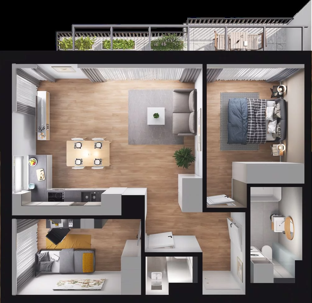 3 pokoje, mieszkanie 58,82 m², piętro 5, oferta nr WO/B3/38, Wiszące Ogrody, Gdańsk, Jasień, Kiełpinek, ul. Przytulna