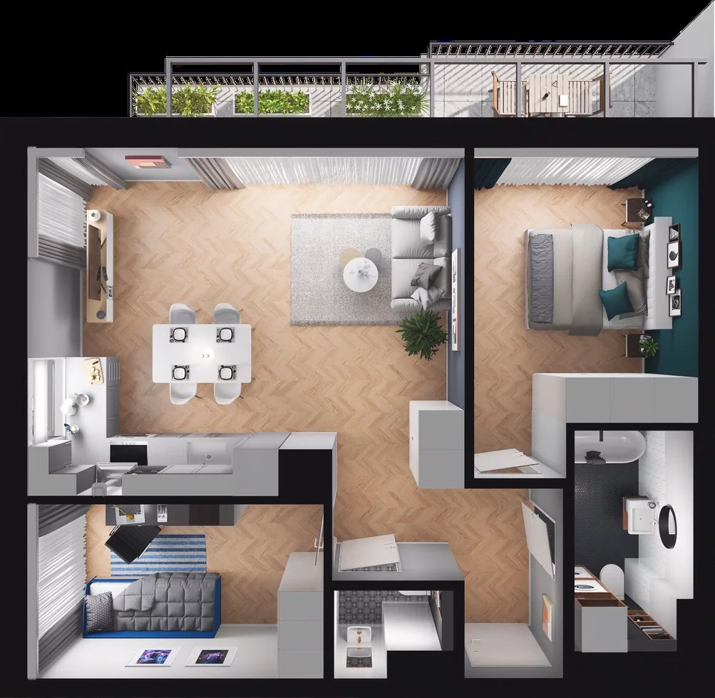 3 pokoje, mieszkanie 58,82 m², piętro 5, oferta nr WO/B3/38, Wiszące Ogrody, Gdańsk, Jasień, Kiełpinek, ul. Przytulna