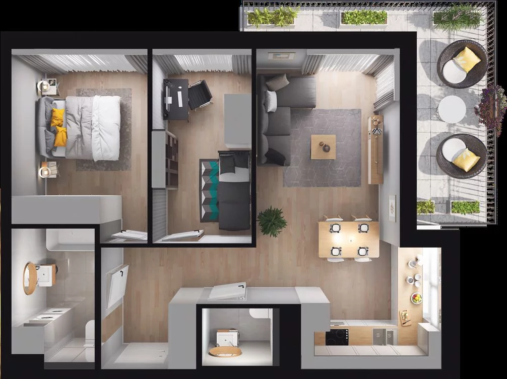 3 pokoje, mieszkanie 59,57 m², piętro 1, oferta nr WO/B3/11, Wiszące Ogrody, Gdańsk, Jasień, Kiełpinek, ul. Przytulna
