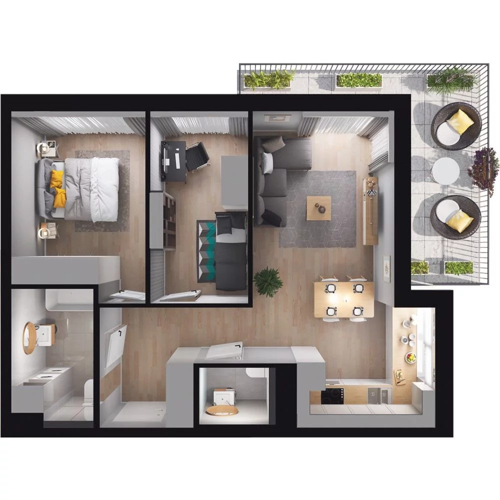 3 pokoje, mieszkanie 59,57 m², piętro 1, oferta nr WO/B3/11, Wiszące Ogrody, Gdańsk, Jasień, Kiełpinek, ul. Przytulna