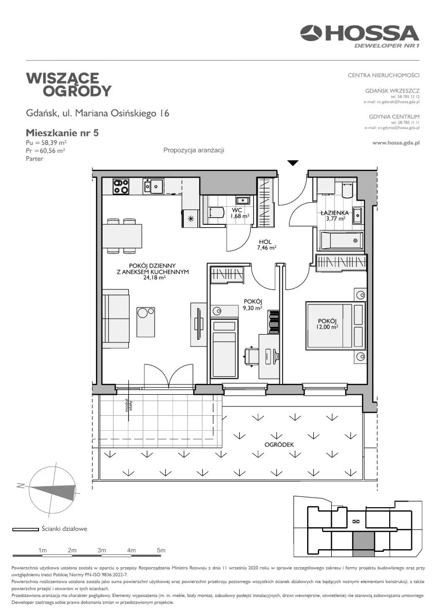 Mieszkanie 60,56 m², parter, oferta nr WO/O16/5, Wiszące Ogrody, Gdańsk, Jasień, Kiełpinek, ul. Przytulna