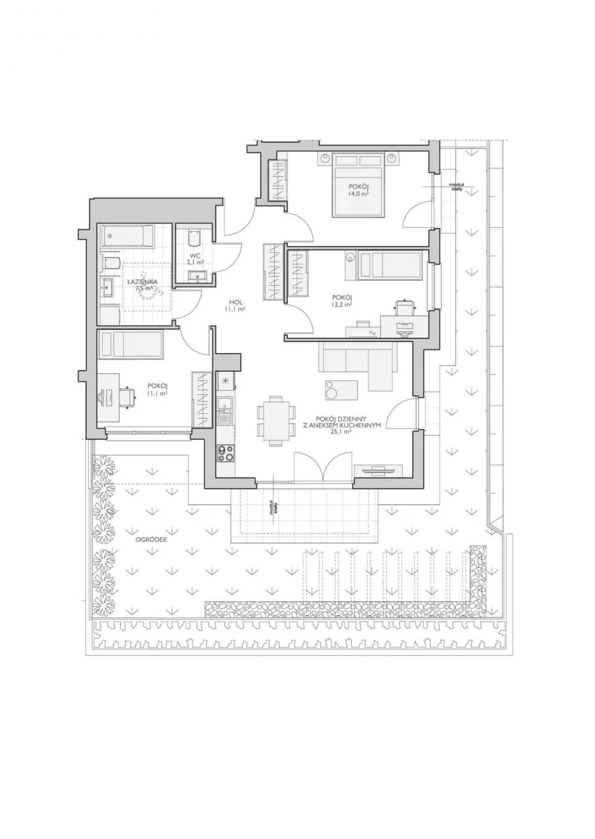 4 pokoje, mieszkanie 85,67 m², parter, oferta nr SZ/B/3/7, Sokółka Zielenisz, Gdynia, Chwarzno-Wiczlino, ul. bpa Baranauskasa