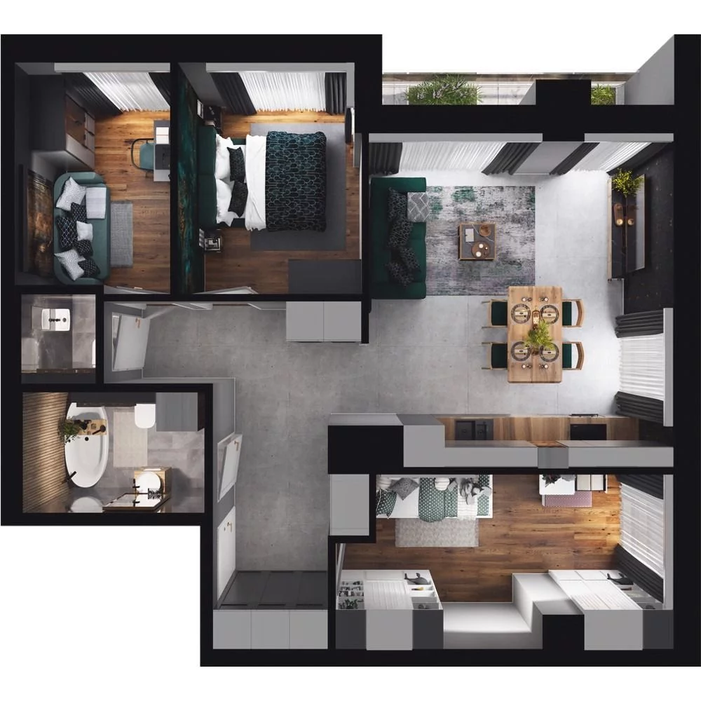 4 pokoje, mieszkanie 69,57 m², piętro 2, oferta nr CP/R7/23, Centralpark, Gdańsk, Piecki-Migowo, Morena, ul. Franciszka Rakoczego