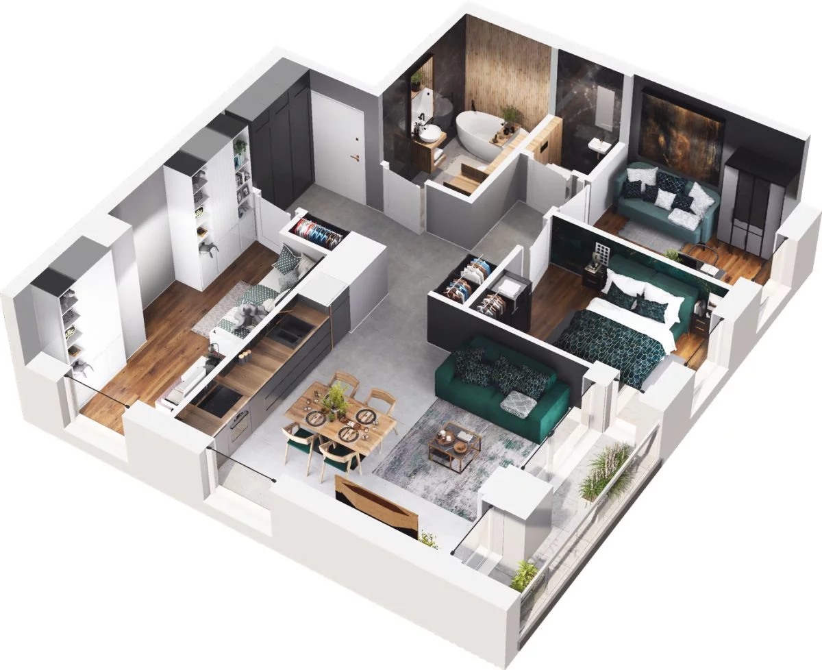 4 pokoje, mieszkanie 70,13 m², piętro 4, oferta nr CP/R7/43, Centralpark, Gdańsk, Piecki-Migowo, Morena, ul. Franciszka Rakoczego