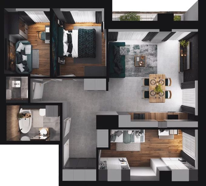 4 pokoje, mieszkanie 70,13 m², piętro 4, oferta nr CP/R7/43, Centralpark, Gdańsk, Piecki-Migowo, Morena, ul. Franciszka Rakoczego