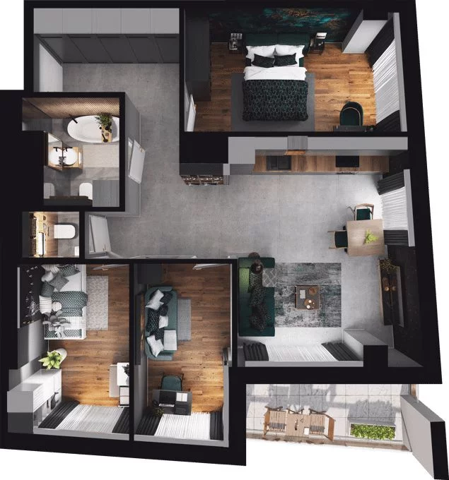 4 pokoje, mieszkanie 75,65 m², piętro 9, oferta nr CP/R7/95, Centralpark, Gdańsk, Piecki-Migowo, Morena, ul. Franciszka Rakoczego