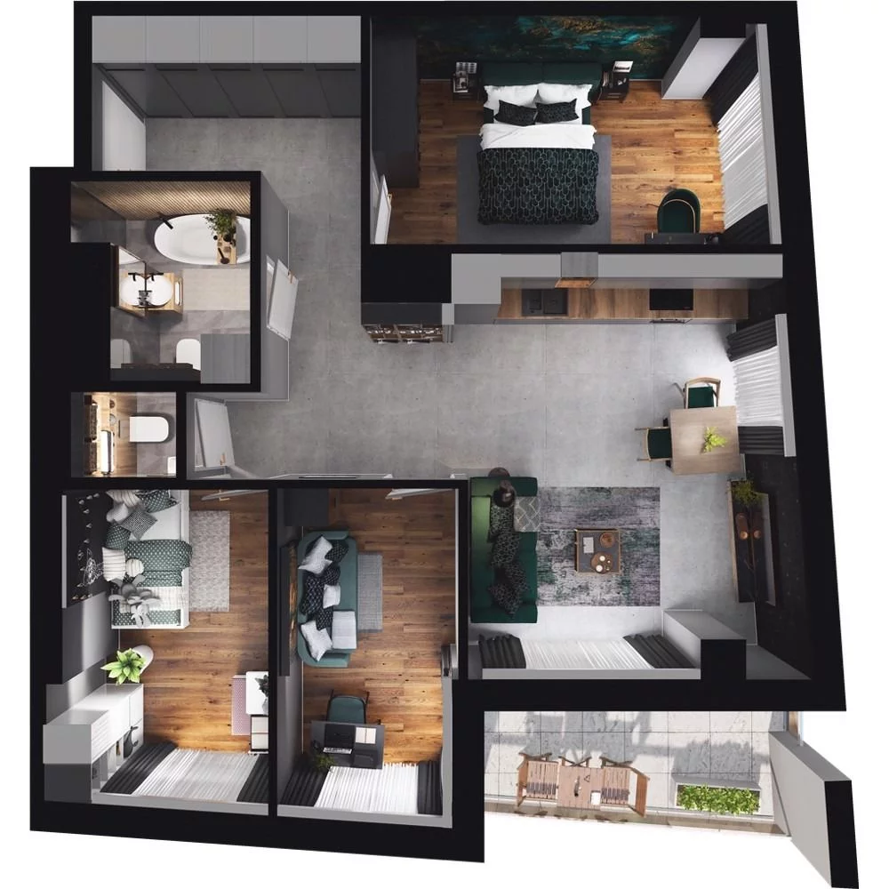 4 pokoje, mieszkanie 75,65 m², piętro 9, oferta nr CP/R7/95, Centralpark, Gdańsk, Piecki-Migowo, Morena, ul. Franciszka Rakoczego