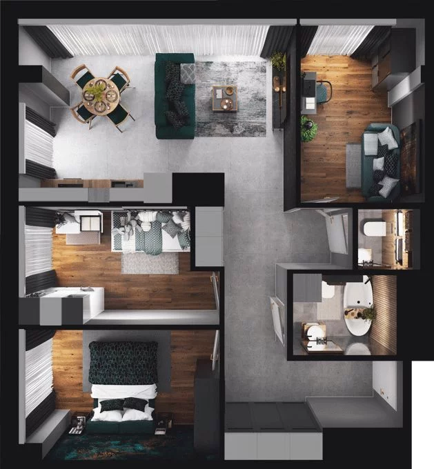 4 pokoje, mieszkanie 74,19 m², piętro 16, oferta nr CP/R7/161, Centralpark, Gdańsk, Piecki-Migowo, Morena, ul. Franciszka Rakoczego