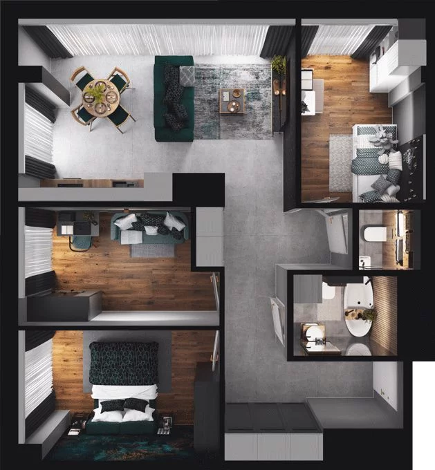 4 pokoje, mieszkanie 74,79 m², piętro 18, oferta nr CP/R7/181, Centralpark, Gdańsk, Piecki-Migowo, Morena, ul. Franciszka Rakoczego