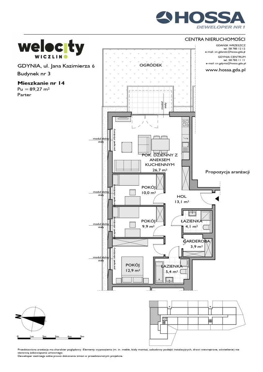 Mieszkanie 89,27 m², parter, oferta nr W/3/14, Welocity Wiczlino, Gdynia, Chwarzno-Wiczlino, ul. Jana Kazimierza