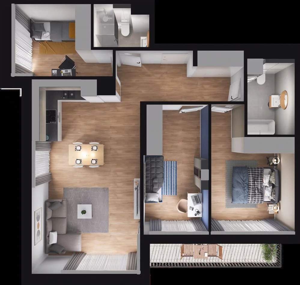 4 pokoje, mieszkanie 82,32 m², piętro 1, oferta nr WO/B3/14, Wiszące Ogrody, Gdańsk, Jasień, Kiełpinek, ul. Przytulna