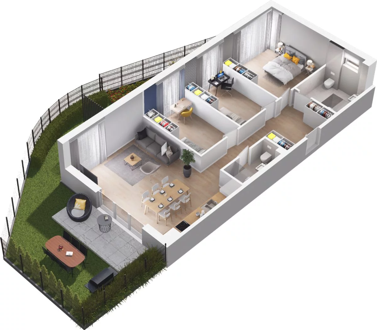 4 pokoje, mieszkanie 91,35 m², parter, oferta nr WO/T/13/3, Wiszące Ogrody, Gdańsk, Jasień, Kiełpinek, ul. Przytulna
