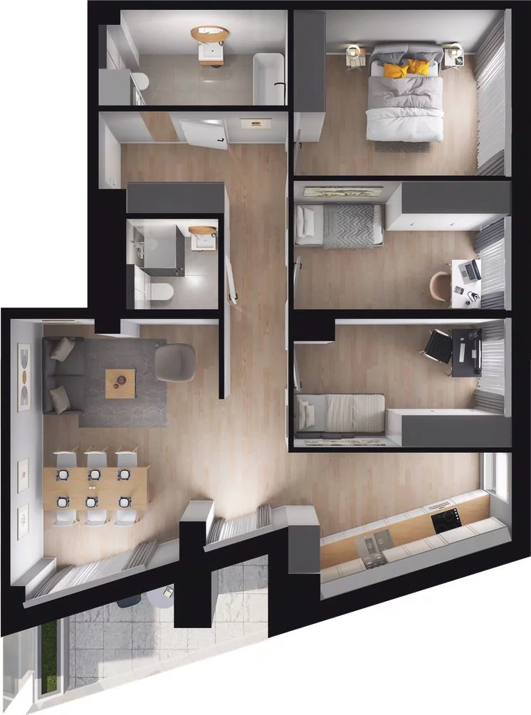 4 pokoje, mieszkanie 85,38 m², piętro 5, oferta nr WO/T/13/62, Wiszące Ogrody, Gdańsk, Jasień, Kiełpinek, ul. Przytulna