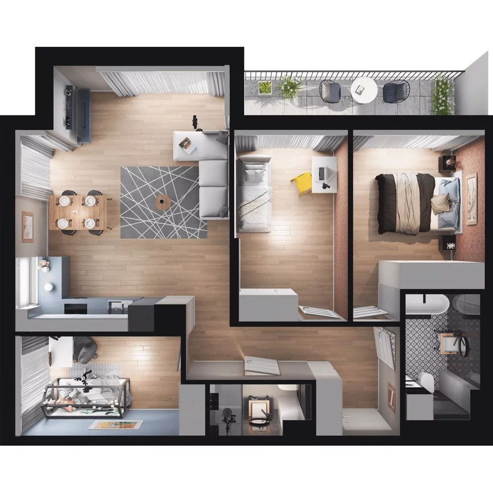 4 pokoje, mieszkanie 77,36 m², piętro 4, oferta nr WO/P35/55, Wiszące Ogrody, Gdańsk, Jasień, Kiełpinek, ul. Przytulna