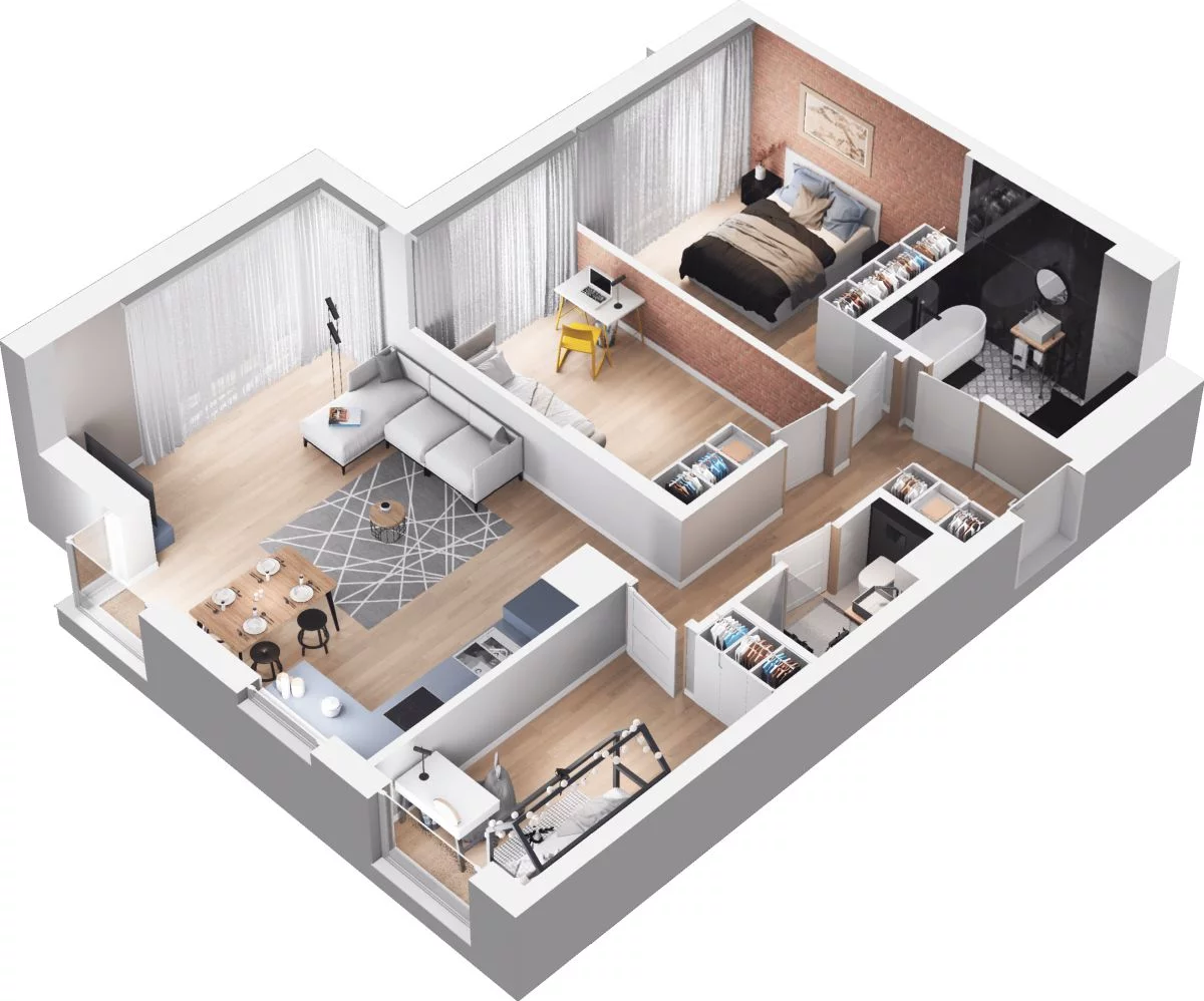 4 pokoje, mieszkanie 77,36 m², piętro 4, oferta nr WO/P35/55, Wiszące Ogrody, Gdańsk, Jasień, Kiełpinek, ul. Przytulna