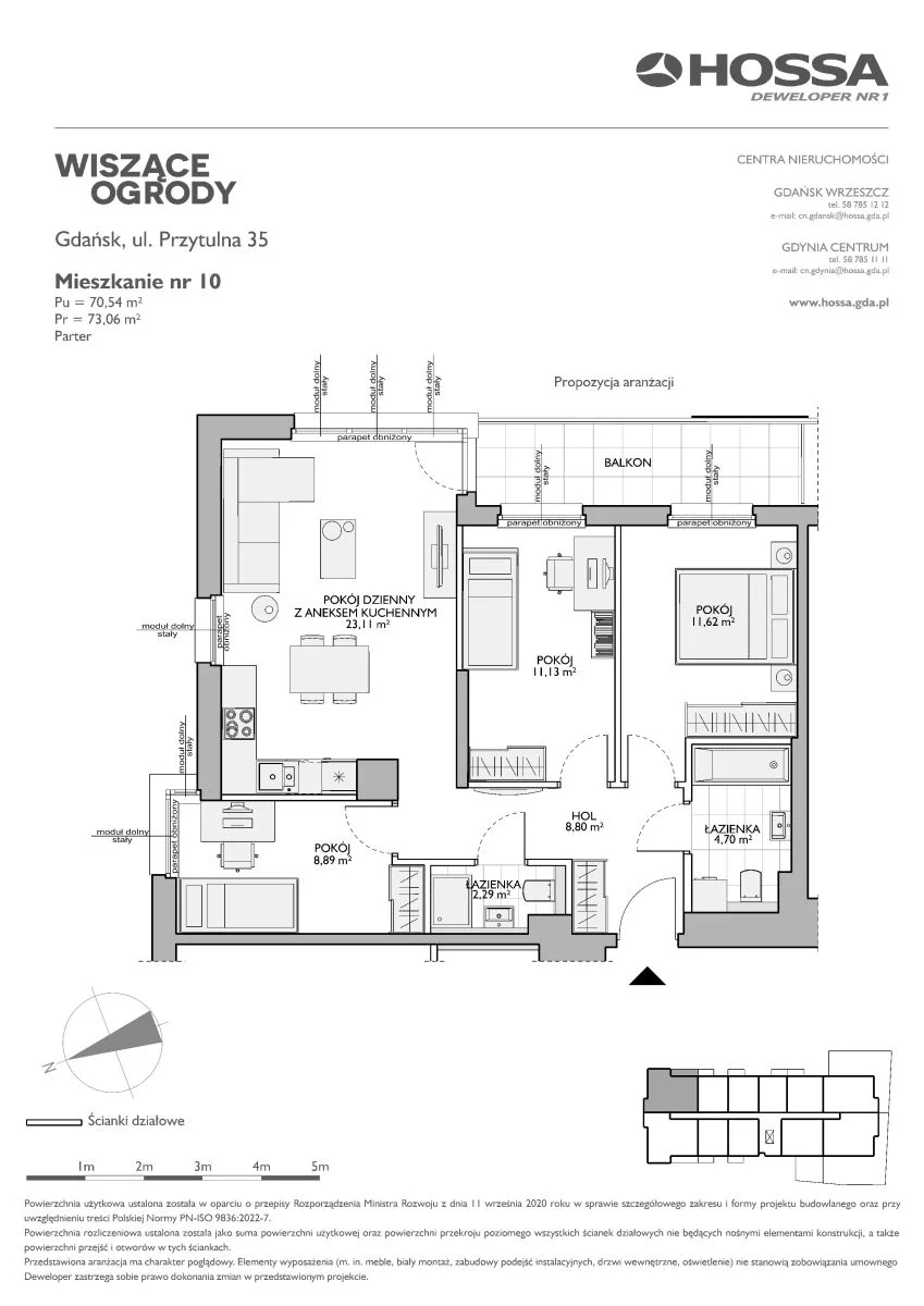 4 pokoje, mieszkanie 73,06 m², parter, oferta nr WO/P35/10, Wiszące Ogrody, Gdańsk, Jasień, Kiełpinek, ul. Przytulna
