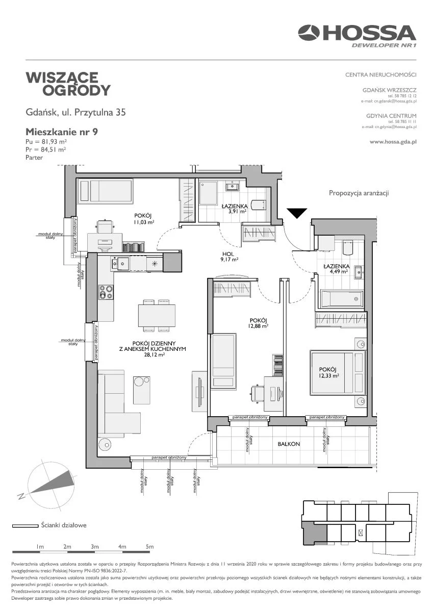 4 pokoje, mieszkanie 84,51 m², parter, oferta nr WO/P35/9, Wiszące Ogrody, Gdańsk, Jasień, Kiełpinek, ul. Przytulna