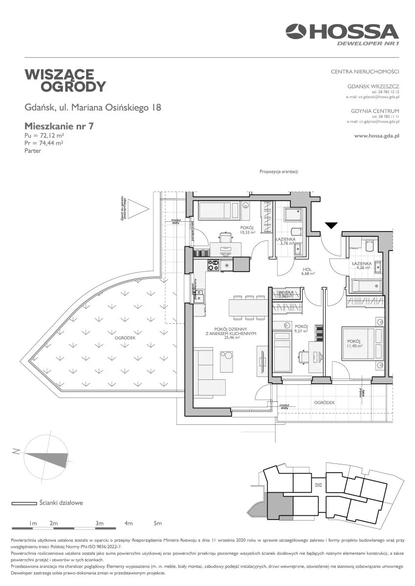 4 pokoje, mieszkanie 74,44 m², parter, oferta nr WO/O18/7, Wiszące Ogrody, Gdańsk, Jasień, Kiełpinek, ul. Przytulna