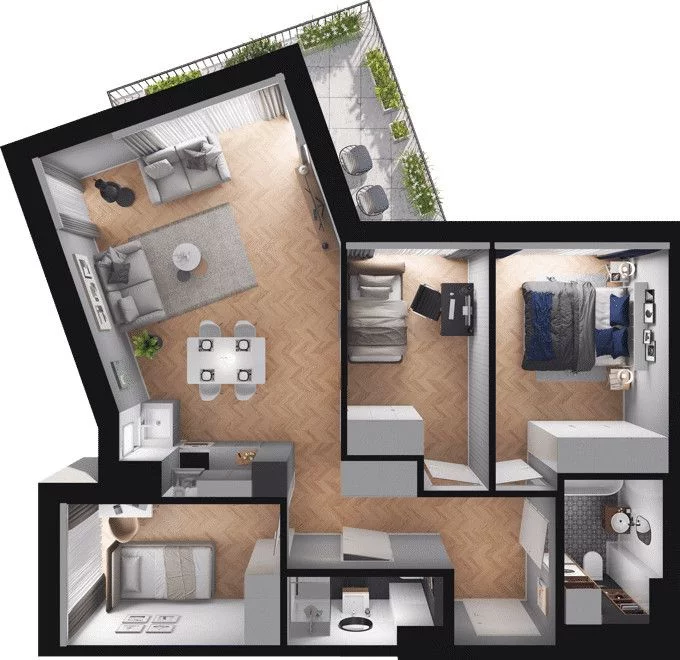 4 pokoje, mieszkanie 73,37 m², piętro 1, oferta nr WO/O18/18, Wiszące Ogrody, Gdańsk, Jasień, Kiełpinek, ul. Przytulna