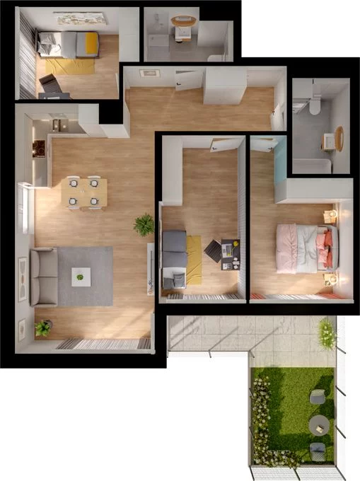 4 pokoje, mieszkanie 83,52 m², parter, oferta nr WO/P33/3, Wiszące Ogrody, Gdańsk, Jasień, Kiełpinek, ul. Przytulna