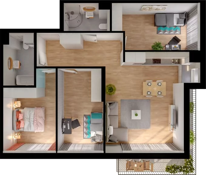4 pokoje, mieszkanie 87,05 m², piętro 1, oferta nr WO/P33/20, Wiszące Ogrody, Gdańsk, Jasień, Kiełpinek, ul. Przytulna