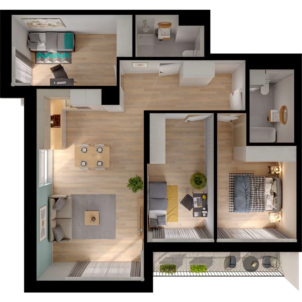 4 pokoje, mieszkanie 85,34 m², piętro 2, oferta nr WO/P33/36, Wiszące Ogrody, Gdańsk, Jasień, Kiełpinek, ul. Przytulna