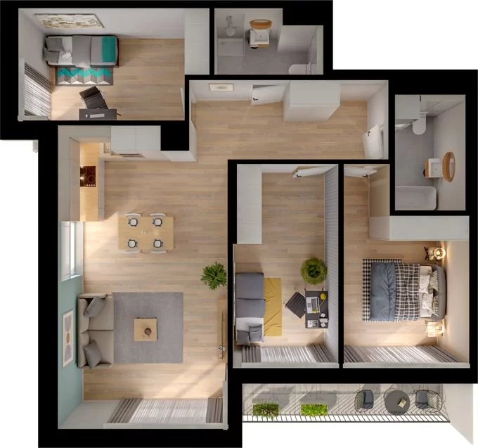 4 pokoje, mieszkanie 85,34 m², piętro 2, oferta nr WO/P33/36, Wiszące Ogrody, Gdańsk, Jasień, Kiełpinek, ul. Przytulna