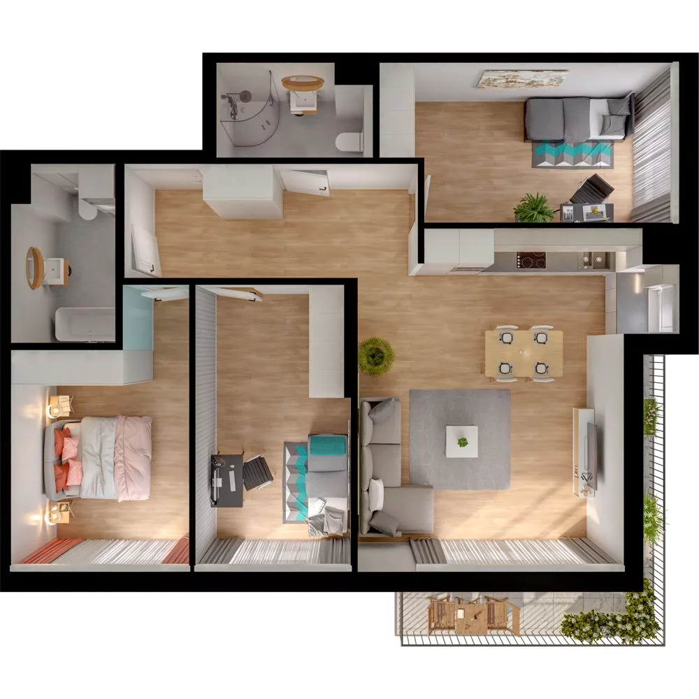 4 pokoje, mieszkanie 87,07 m², piętro 3, oferta nr WO/P33/42, Wiszące Ogrody, Gdańsk, Jasień, Kiełpinek, ul. Przytulna