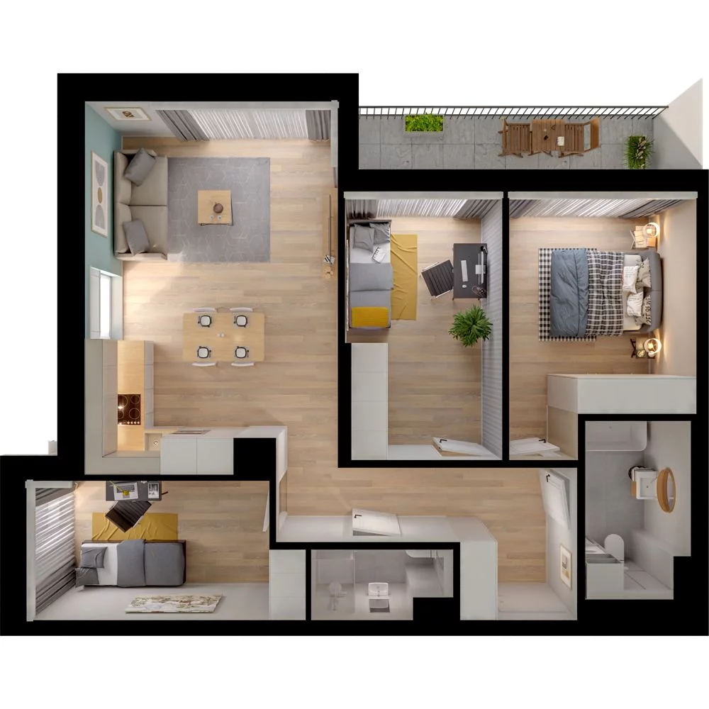 4 pokoje, mieszkanie 73,80 m², piętro 3, oferta nr WO/P33/48, Wiszące Ogrody, Gdańsk, Jasień, Kiełpinek, ul. Przytulna