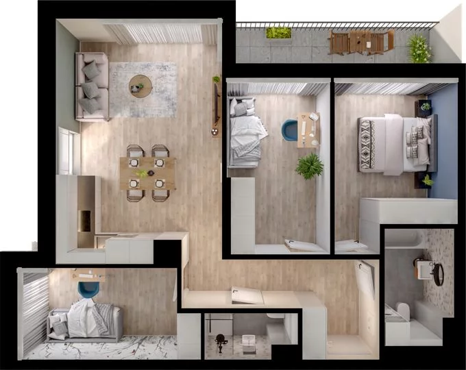 4 pokoje, mieszkanie 73,80 m², piętro 3, oferta nr WO/P33/48, Wiszące Ogrody, Gdańsk, Jasień, Kiełpinek, ul. Przytulna