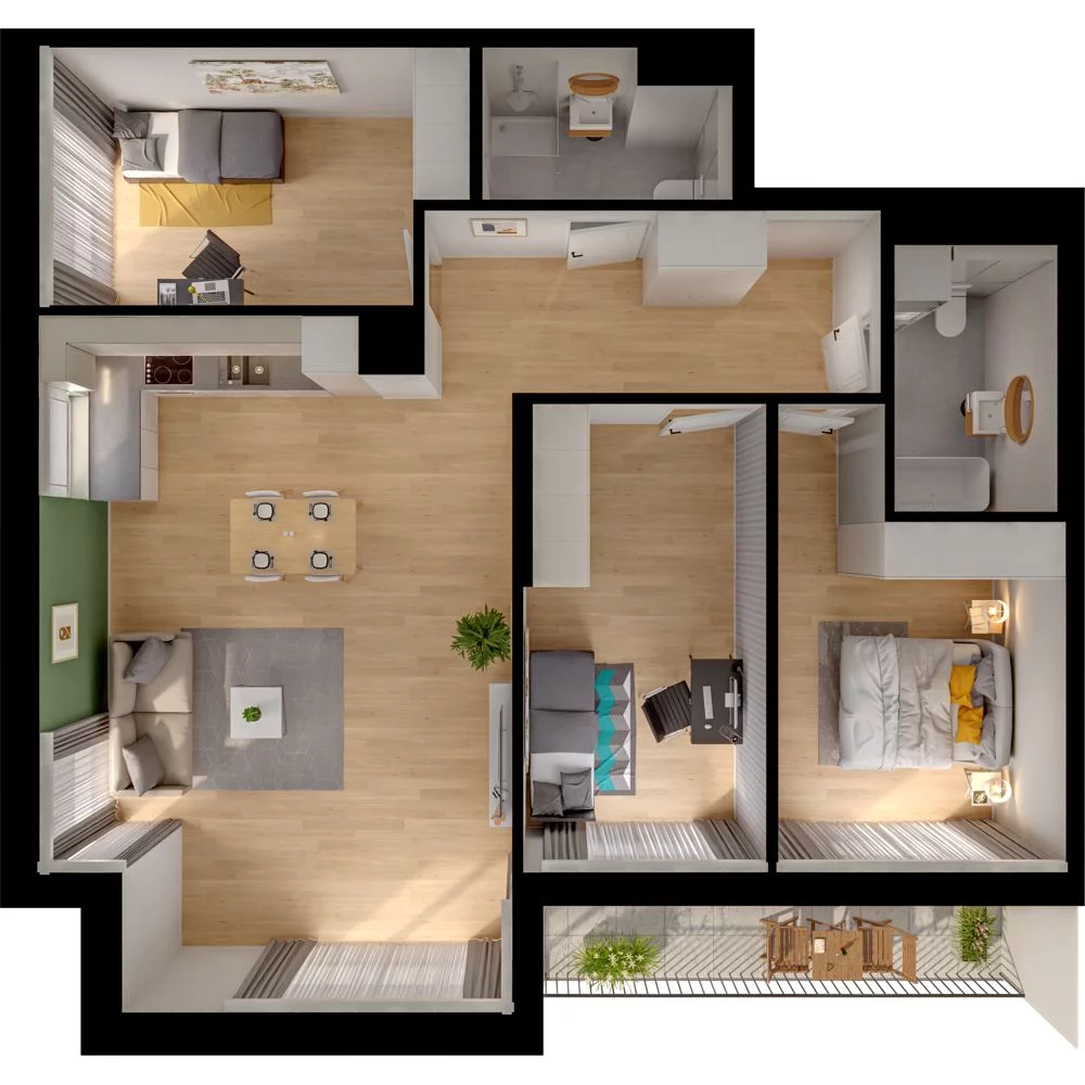 4 pokoje, mieszkanie 90,80 m², piętro 4, oferta nr WO/P33/58, Wiszące Ogrody, Gdańsk, Jasień, Kiełpinek, ul. Przytulna