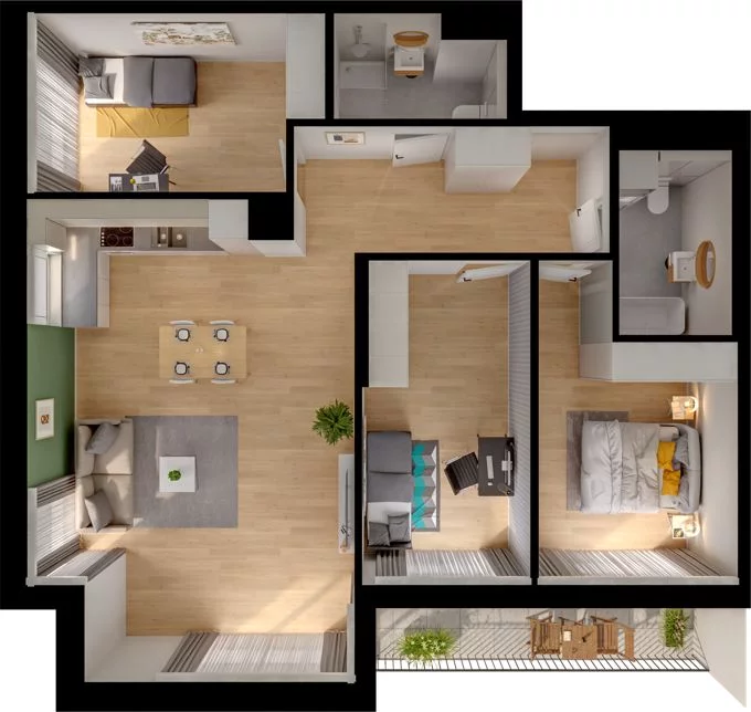 4 pokoje, mieszkanie 90,80 m², piętro 4, oferta nr WO/P33/58, Wiszące Ogrody, Gdańsk, Jasień, Kiełpinek, ul. Przytulna