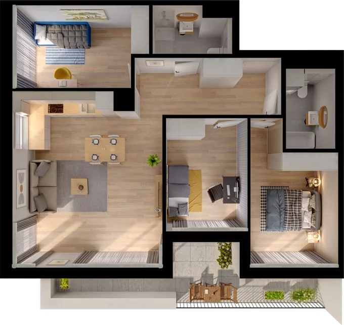 4 pokoje, mieszkanie 81,73 m², piętro 5, oferta nr WO/P33/65, Wiszące Ogrody, Gdańsk, Jasień, Kiełpinek, ul. Przytulna