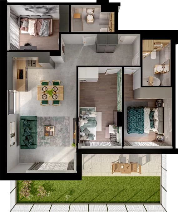 4 pokoje, mieszkanie 85,08 m², parter, oferta nr WO/P31/3, Wiszące Ogrody, Gdańsk, Jasień, Kiełpinek, ul. Przytulna