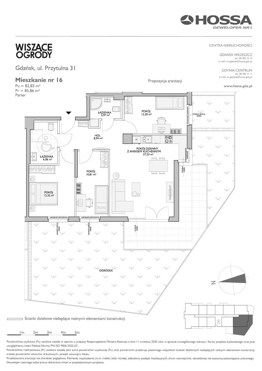 4 pokoje, mieszkanie 85,86 m², parter, oferta nr WO/P31/16, Wiszące Ogrody, Gdańsk, Jasień, Kiełpinek, ul. Przytulna