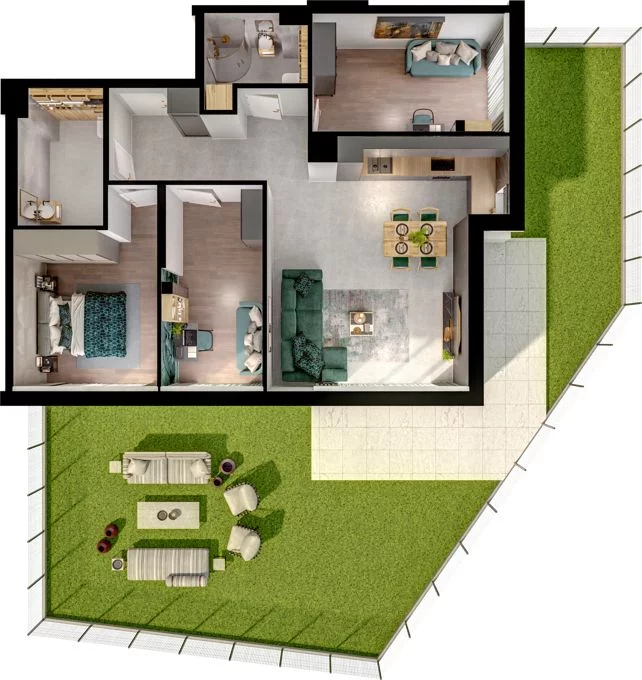 4 pokoje, mieszkanie 85,86 m², parter, oferta nr WO/P31/16, Wiszące Ogrody, Gdańsk, Jasień, Kiełpinek, ul. Przytulna