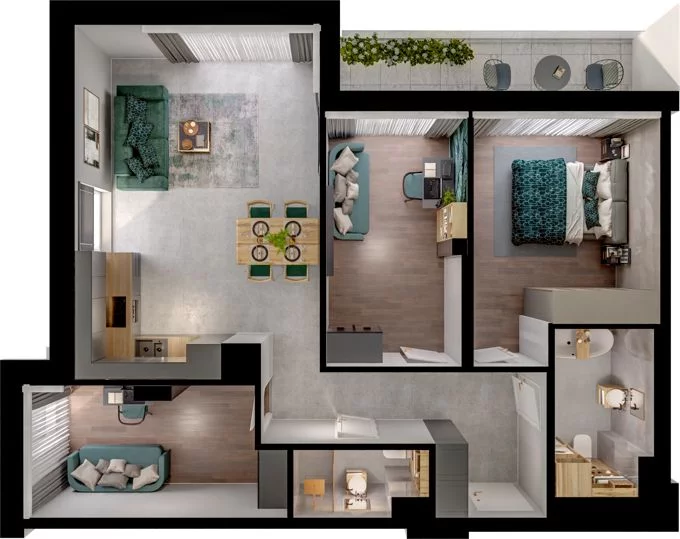4 pokoje, mieszkanie 74,85 m², piętro 2, oferta nr WO/P31/32, Wiszące Ogrody, Gdańsk, Jasień, Kiełpinek, ul. Przytulna
