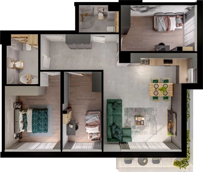 4 pokoje, mieszkanie 85,63 m², piętro 2, oferta nr WO/P31/38, Wiszące Ogrody, Gdańsk, Jasień, Kiełpinek, ul. Przytulna