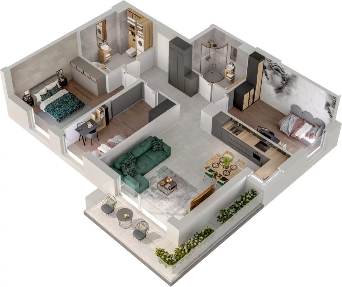 4 pokoje, mieszkanie 85,63 m², piętro 2, oferta nr WO/P31/38, Wiszące Ogrody, Gdańsk, Jasień, Kiełpinek, ul. Przytulna