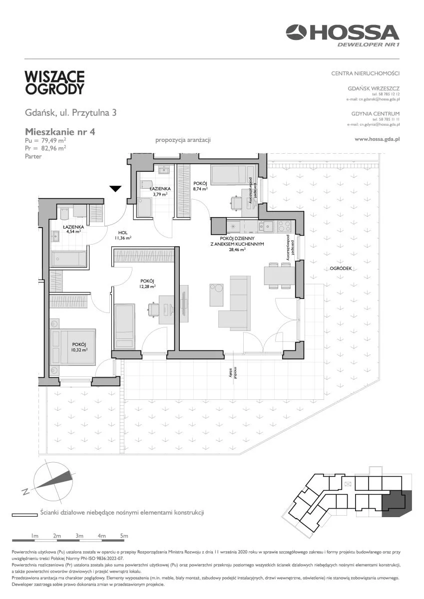 4 pokoje, mieszkanie 82,96 m², parter, oferta nr WO/P3/4, Wiszące Ogrody, Gdańsk, Jasień, Kiełpinek, ul. Przytulna