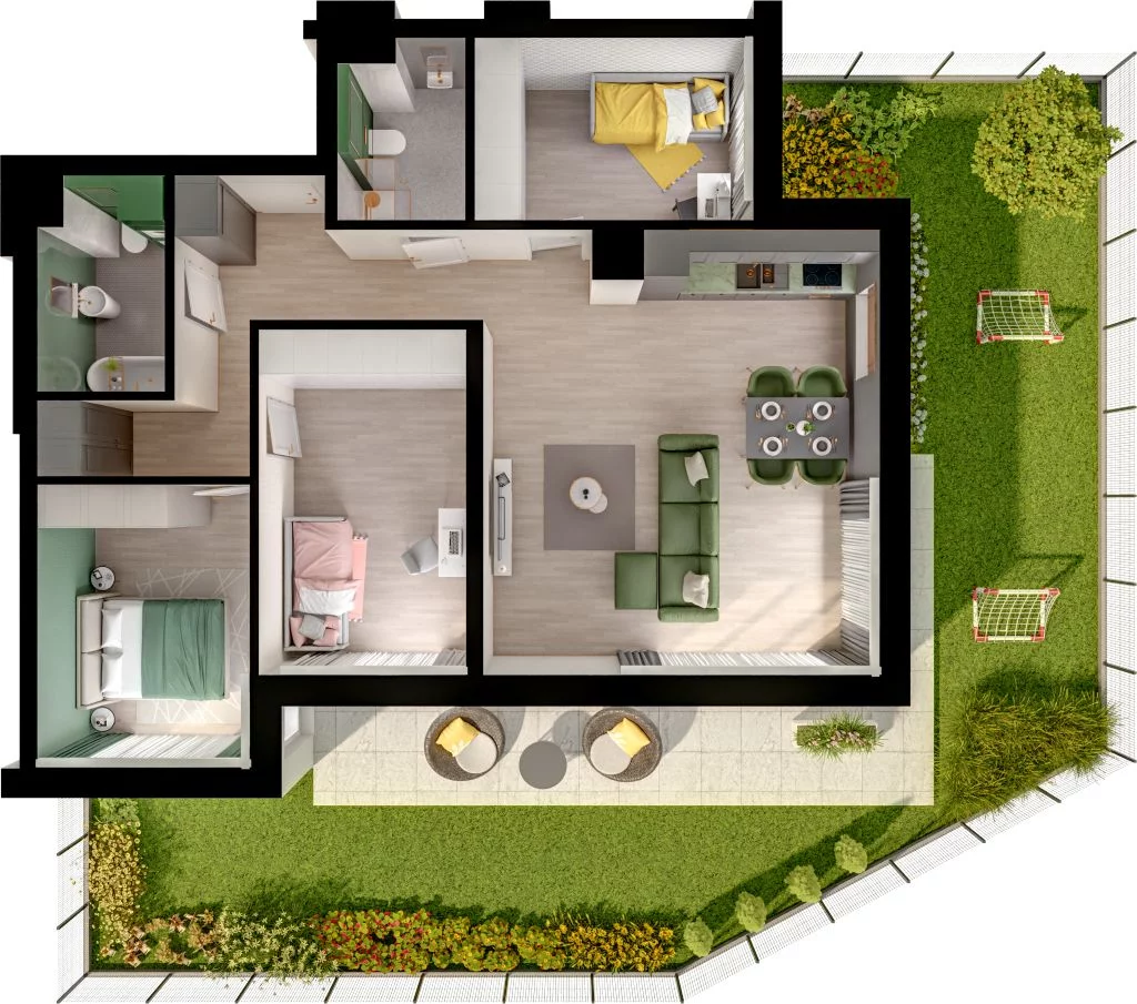4 pokoje, mieszkanie 82,96 m², parter, oferta nr WO/P3/4, Wiszące Ogrody, Gdańsk, Jasień, Kiełpinek, ul. Przytulna