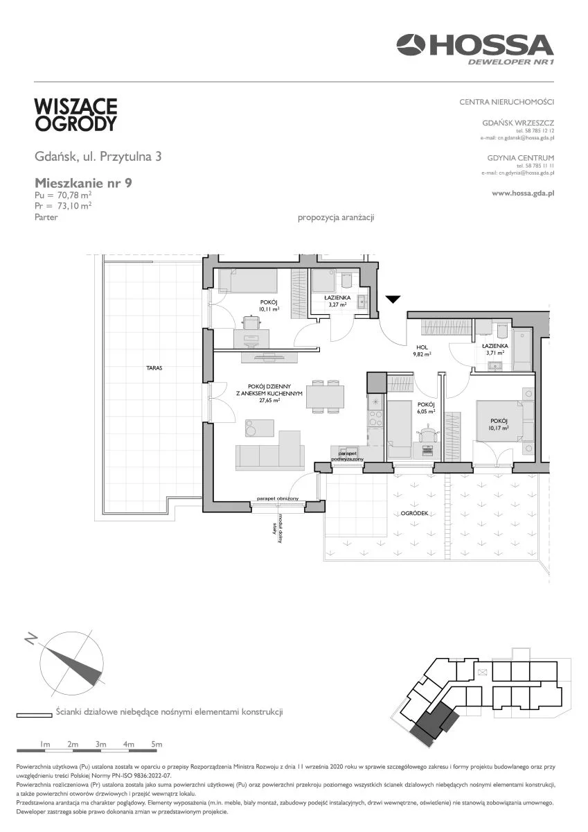 4 pokoje, mieszkanie 73,10 m², parter, oferta nr WO/P3/9, Wiszące Ogrody, Gdańsk, Jasień, Kiełpinek, ul. Przytulna