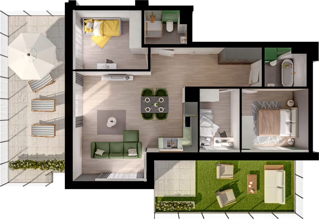 4 pokoje, mieszkanie 73,10 m², parter, oferta nr WO/P3/9, Wiszące Ogrody, Gdańsk, Jasień, Kiełpinek, ul. Przytulna
