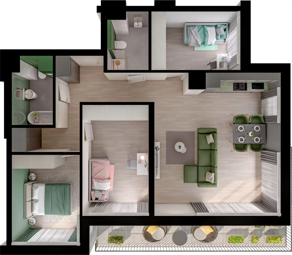 4 pokoje, mieszkanie 82,96 m², piętro 2, oferta nr WO/P3/30, Wiszące Ogrody, Gdańsk, Jasień, Kiełpinek, ul. Przytulna