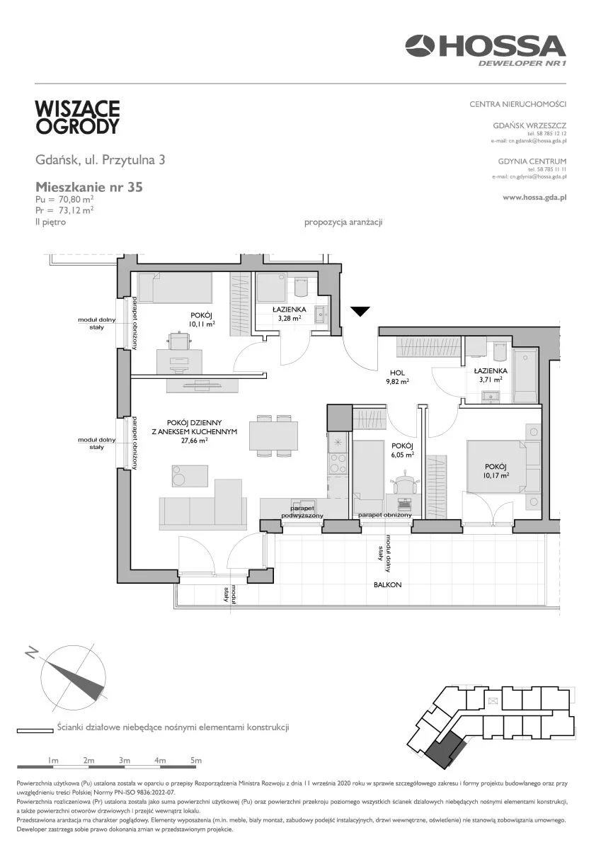 4 pokoje, mieszkanie 73,12 m², piętro 2, oferta nr WO/P3/35, Wiszące Ogrody, Gdańsk, Jasień, Kiełpinek, ul. Przytulna