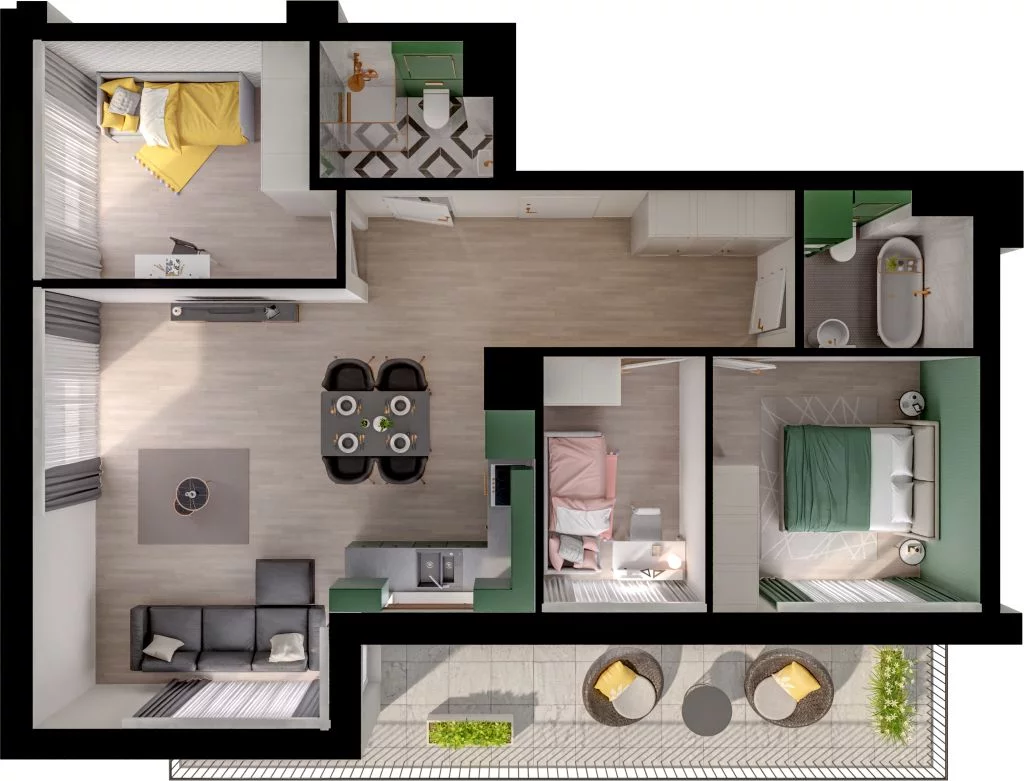 4 pokoje, mieszkanie 73,12 m², piętro 2, oferta nr WO/P3/35, Wiszące Ogrody, Gdańsk, Jasień, Kiełpinek, ul. Przytulna