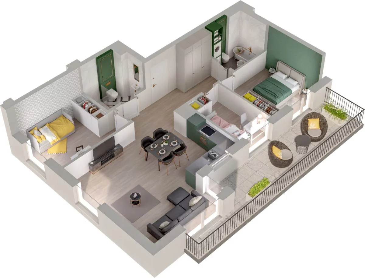 4 pokoje, mieszkanie 73,12 m², piętro 2, oferta nr WO/P3/35, Wiszące Ogrody, Gdańsk, Jasień, Kiełpinek, ul. Przytulna